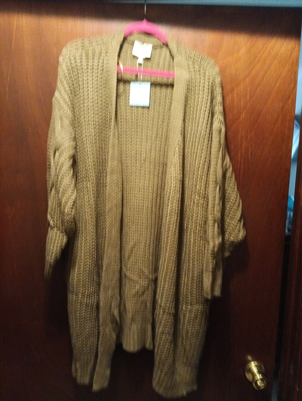 Hayden LA NWT Cable Knit Oversized Cardigan Pockets M/L Chocolate Brown